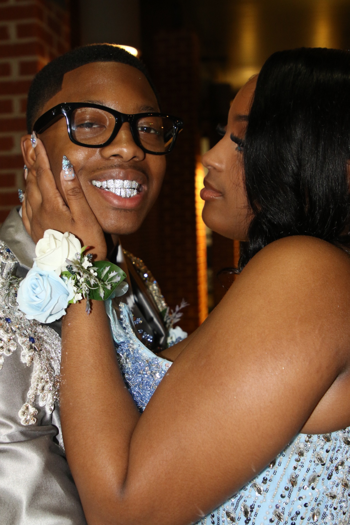 Prom close-up smile with grillz